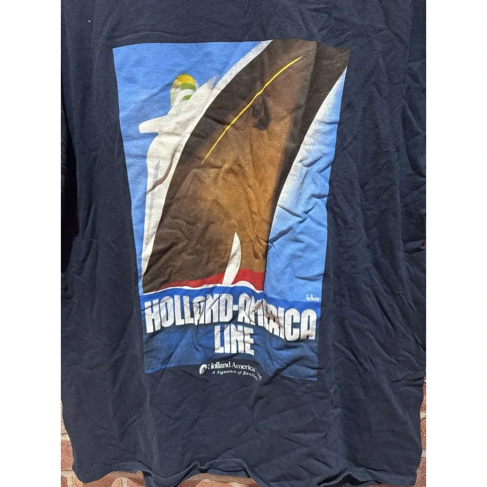 Holland America Line T-Shirt Mens Size TG 100% Cotton Casual Graphic Cruise Line